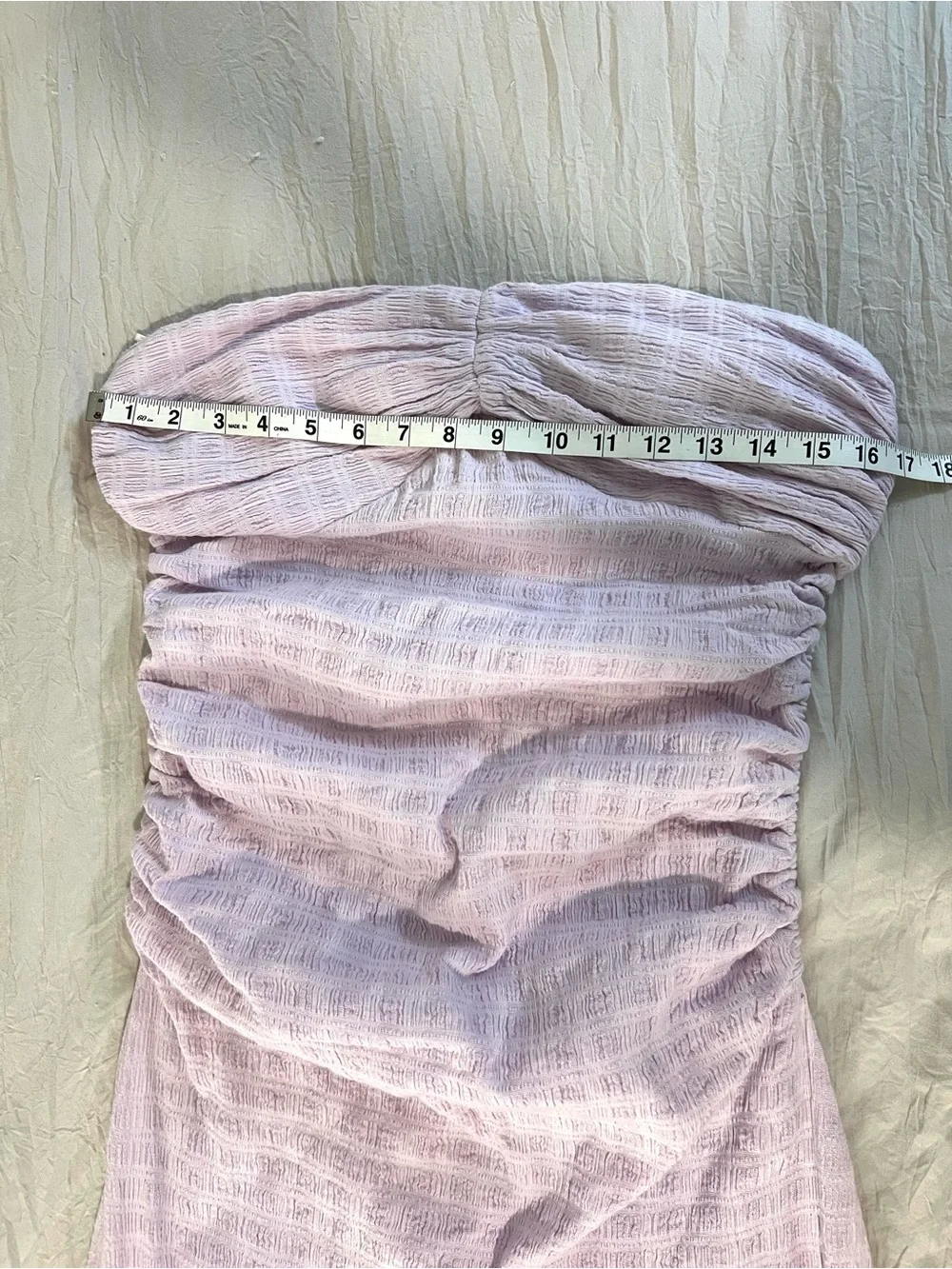 Free People Strapless Ruched Midi Dress in Lilac Bodycon Summer SZ M EUC